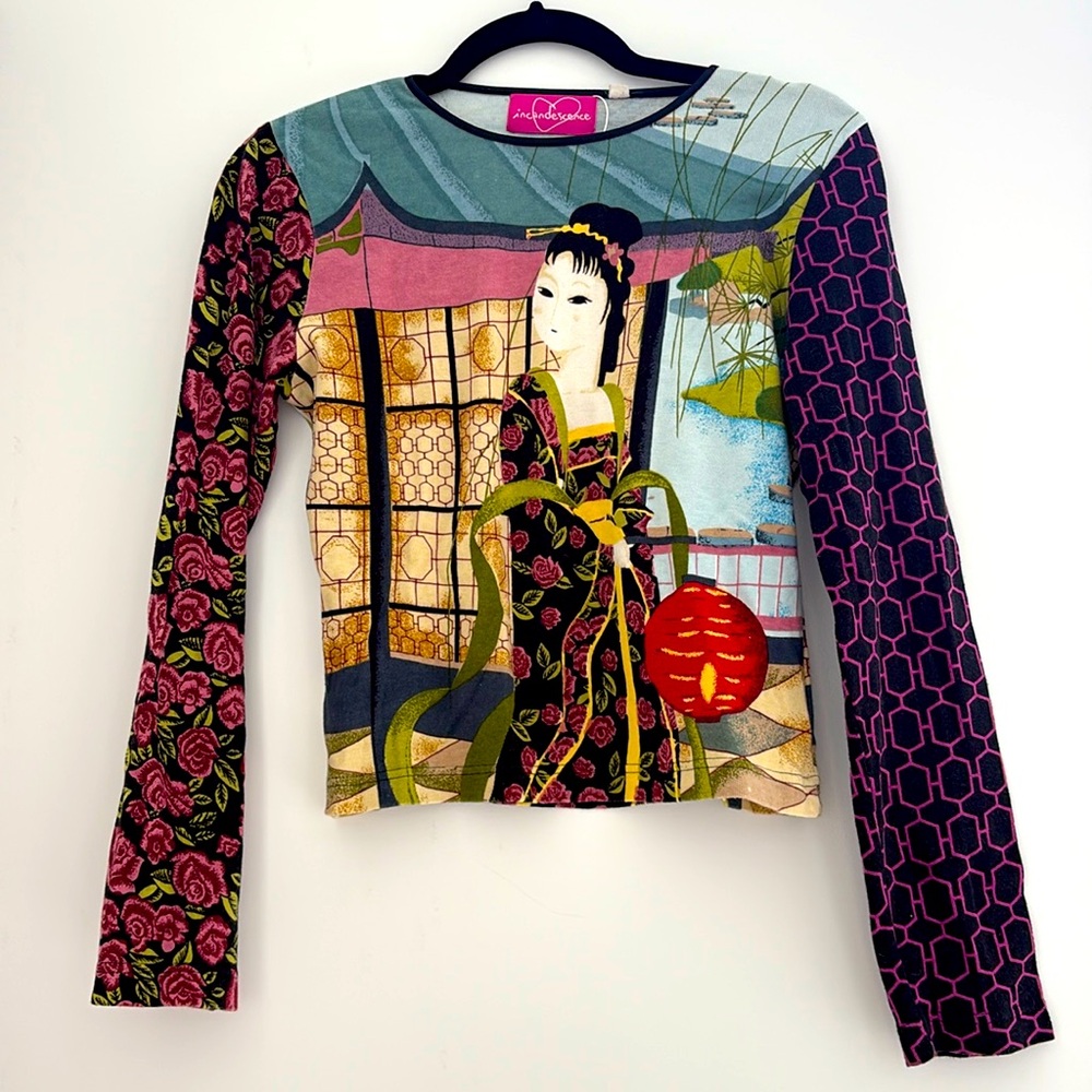 Incandescence long sleeve Asian print sweater s 42-44 (approx sz 10)